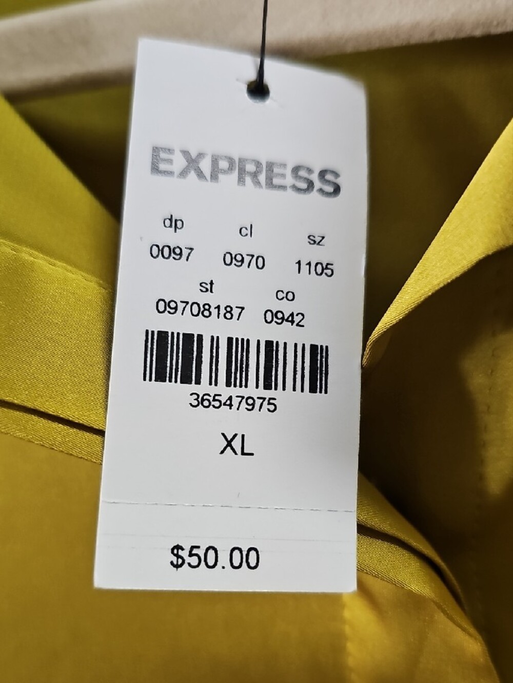 Express Satin Button-Front Shirt in Mustard - Picture 4 of 4